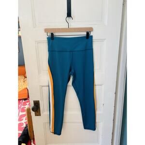 Zyia Stripe Janis Light n Tight Hi-Rise Leggings 7/8 Womens 8/10 M Blue Yellow